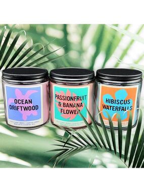3 TROPICAL CANDLES BY BATH & BODY WORKS SINGLE WICK